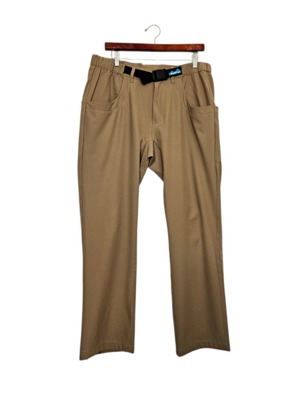 Kavu Chilli Trek Pants Men’s Medium Belted Lightweight Walnut Brown Stretch